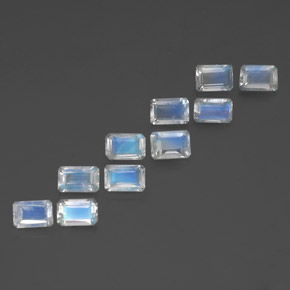 5.57 ct White Rainbow Moonstone Stone, Natural Rainbow Moonstone in Octagon Facet Shape for Sale