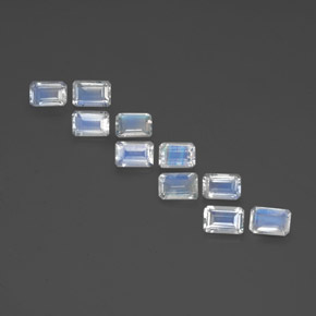 5.34 ct White Rainbow Moonstone Gemstone, Rainbow Moonstone Gem in Octagon Facet Shape for Sale.