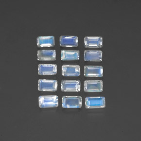 5.04 ct White Rainbow Moonstone Gemstone, Rainbow Moonstone Gem in Octagon Facet Shape for Sale.