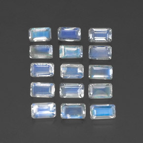 5.04 ct White Rainbow Moonstone Stone, Natural Rainbow Moonstone in Octagon Facet Shape for Sale