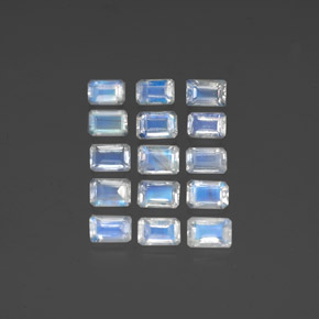 8.95 ct White Rainbow Moonstone Gemstone, Rainbow Moonstone Gem in Octagon Facet Shape for Sale.