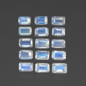 8.95 ct White Rainbow Moonstone Stone, Natural Rainbow Moonstone in Octagon Facet Shape for Sale