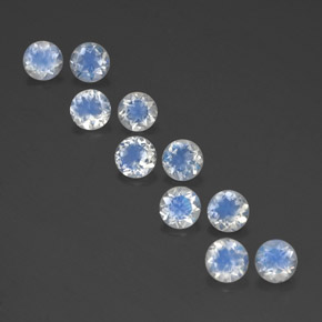 3.73 ct White Rainbow Moonstone Gemstone, Rainbow Moonstone Gem in Round Facet Shape for Sale.