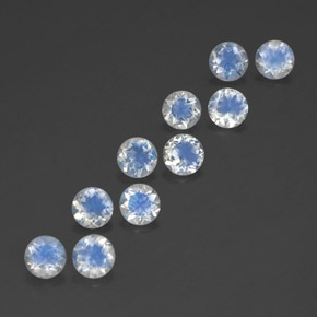 3.73 ct White Rainbow Moonstone Stone, Natural Rainbow Moonstone in Round Facet Shape for Sale