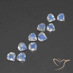 2.85 ctw White Rainbow Moonstone Stones, Natural Rainbow Moonstone in Pear Facet Shape for Sale