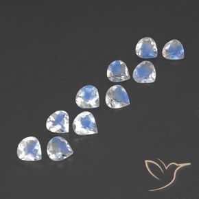 3.13 ctw White Rainbow Moonstone Stones, Natural Rainbow Moonstone in Pear Facet Shape for Sale
