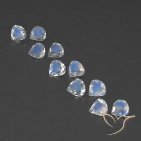 2.68 ctw White Rainbow Moonstone Gemstones, Rainbow Moonstone Gems in Pear Facet Shape for Sale.