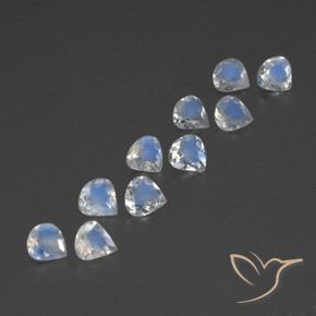 2.68 ctw White Rainbow Moonstone Stones, Natural Rainbow Moonstone in Pear Facet Shape for Sale