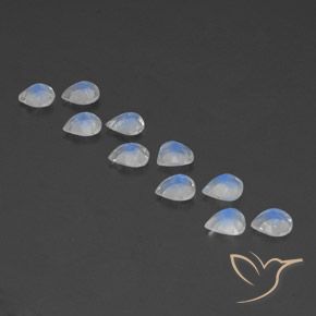 Rainbow Moonstone Gemstones in 5 x 5 mm (calibrated) Size for Sale, Rainbow Moonstone Stones in Bluish White Color