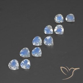 3.16 ctw White Rainbow Moonstone Stones, Natural Rainbow Moonstone in Pear Facet Shape for Sale