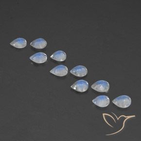 Rainbow Moonstone Gemstones in 5 x 5 mm (calibrated) Size for Sale, Rainbow Moonstone Stones in Bluish White Color