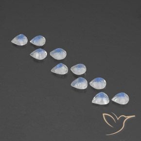 Rainbow Moonstone Gemstones in 4.9 x 4.7 mm Size for Sale, Rainbow Moonstone Stones in Bluish White Color