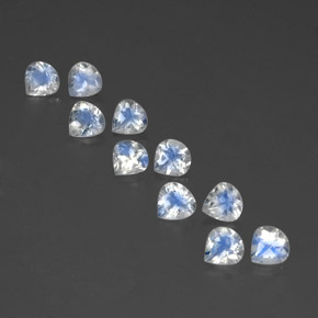 3.85 ctw White Rainbow Moonstone Gemstones, Rainbow Moonstone Gems in Pear Facet Shape for Sale.