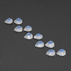 Rainbow Moonstone Gemstones in 5.2 x 5.1 mm Size for Sale, Rainbow Moonstone Stones in Bluish White Color