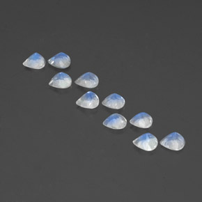 Rainbow Moonstone Gemstones in 5 x 5 mm (calibrated) Size for Sale, Rainbow Moonstone Stones in Bluish White Color