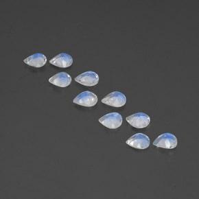 Rainbow Moonstone Gemstones in 5 x 4.8 mm Size for Sale, Rainbow Moonstone Stones in Bluish White Color