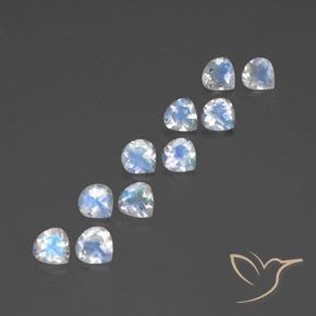 3.78 ctw White Rainbow Moonstone Stones, Natural Rainbow Moonstone in Pear Facet Shape for Sale