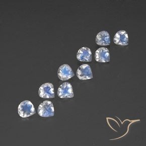 3.48 ctw White Rainbow Moonstone Stones, Natural Rainbow Moonstone in Pear Facet Shape for Sale