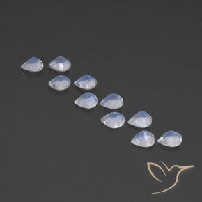 Rainbow Moonstone Gemstones in 5 x 5 mm (calibrated) Size for Sale, Rainbow Moonstone Stones in Bluish White Color