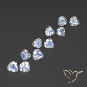 3.78 ctw White Rainbow Moonstone Stones, Natural Rainbow Moonstone in Pear Facet Shape for Sale