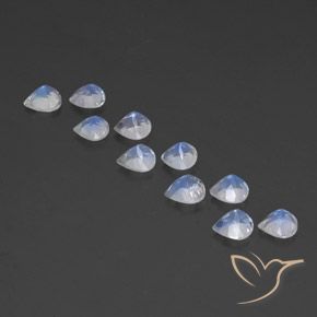 Rainbow Moonstone Gemstones in 4.9 x 4.8 mm Size for Sale, Rainbow Moonstone Stones in Bluish White Color