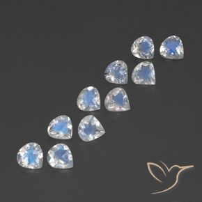 3.14 ctw White Rainbow Moonstone Stones, Natural Rainbow Moonstone in Pear Facet Shape for Sale