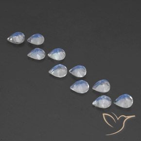 Rainbow Moonstone Gemstones in 5 x 5 mm (calibrated) Size for Sale, Rainbow Moonstone Stones in Bluish White Color