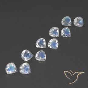 3.12 ctw White Rainbow Moonstone Stones, Natural Rainbow Moonstone in Pear Facet Shape for Sale