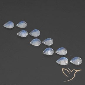 Rainbow Moonstone Gemstones in 5 x 5 mm (calibrated) Size for Sale, Rainbow Moonstone Stones in Bluish White Color