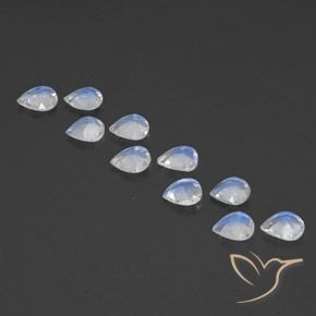 Rainbow Moonstone Gemstones in 5 x 5 mm (calibrated) Size for Sale, Rainbow Moonstone Stones in Bluish White Color