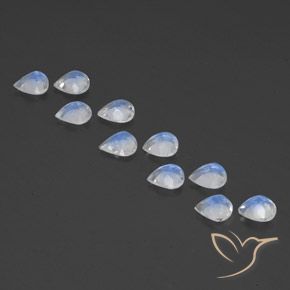 Rainbow Moonstone Gemstones in 5 x 5 mm (calibrated) Size for Sale, Rainbow Moonstone Stones in Bluish White Color