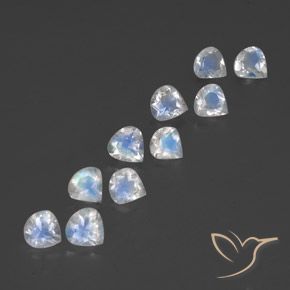 3.37 ctw White Rainbow Moonstone Stones, Natural Rainbow Moonstone in Pear Facet Shape for Sale