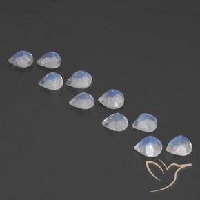 Rainbow Moonstone Gemstones in 5 x 5 mm (calibrated) Size for Sale, Rainbow Moonstone Stones in Bluish White Color