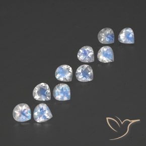 3.83 ctw White Rainbow Moonstone Stones, Natural Rainbow Moonstone in Pear Facet Shape for Sale