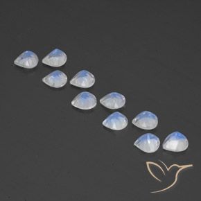 Rainbow Moonstone Gemstones in 5 x 5 mm (calibrated) Size for Sale, Rainbow Moonstone Stones in Bluish White Color