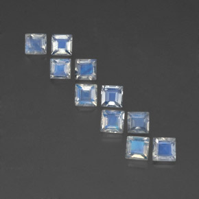 4.00 ct White Rainbow Moonstone Gemstone, Rainbow Moonstone Gem in Square Facet Shape for Sale.