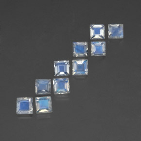 4.00 ct White Rainbow Moonstone Stone, Natural Rainbow Moonstone in Square Facet Shape for Sale