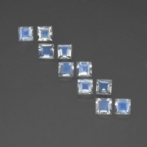 3.19 ct White Rainbow Moonstone Gemstone, Rainbow Moonstone Gem in Square Facet Shape for Sale.