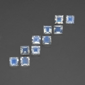 3.19 ct White Rainbow Moonstone Stone, Natural Rainbow Moonstone in Square Facet Shape for Sale