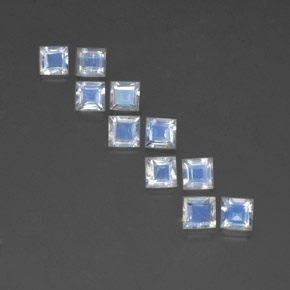3.38 ct White Rainbow Moonstone Gemstone, Rainbow Moonstone Gem in Square Facet Shape for Sale.
