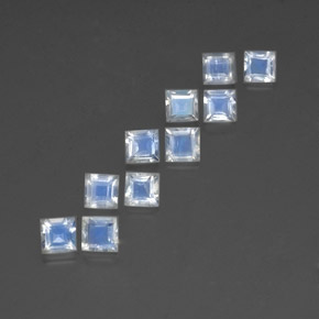 3.38 ct White Rainbow Moonstone Stone, Natural Rainbow Moonstone in Square Facet Shape for Sale