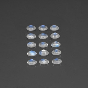Rainbow Moonstone Gemstone in 4 x 3 mm Size for Sale, Rainbow Moonstone Stone in Bluish White Color