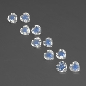 1.81 ct White Rainbow Moonstone Gemstone, Rainbow Moonstone Gem in Heart Facet Shape for Sale.