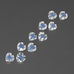 1.81 ct White Rainbow Moonstone Stone, Natural Rainbow Moonstone in Heart Facet Shape for Sale