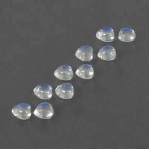 2.41 ct White Rainbow Moonstone Stone, Natural Rainbow Moonstone in Heart Cabochon Shape for Sale