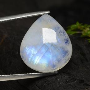 17ct Pear Cabochon Bluish White Rainbow Moonstone Gem for sale 17ct Pear Cabochon Bluish White Rainbow Moonstone Gem (ID: 491444)
