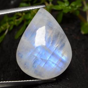 22.2ct Pear Cabochon Bluish White Rainbow Moonstone for sale thumb image of 22.2ct Pear Cabochon Bluish White Rainbow Moonstone (ID: 491682)