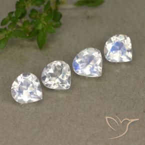 1.61 ctw White Rainbow Moonstone Stones, Natural Rainbow Moonstone in Pear Facet Shape for Sale
