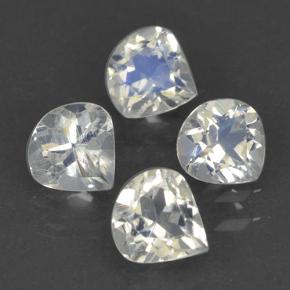 1.45 ctw White Rainbow Moonstone Stones, Natural Rainbow Moonstone in Pear Facet Shape for Sale