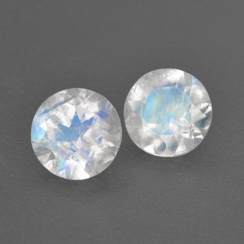 1.39 ctw White Rainbow Moonstone Stones, Natural Rainbow Moonstone in Round Facet Shape for Sale